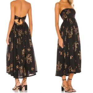 NWT Free People Baja Babe Black Copper Floral Dress, Small, Free Shipping